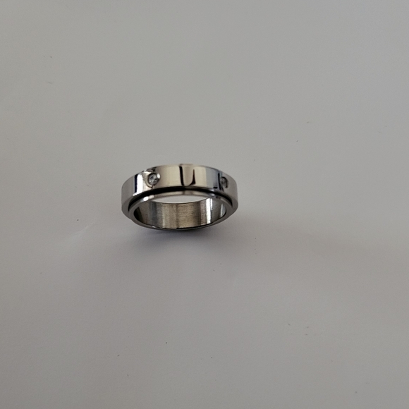 Stainless steel crystal, Fidget spinner ring size 7. - Picture 2 of 6